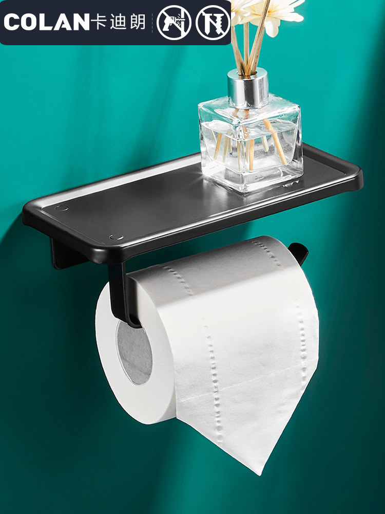 Powder room toilet tissue holder Roll toilet paper toilet paper holder Toilet paper holder Toilet paper box Non-perforated storage shelf Creative