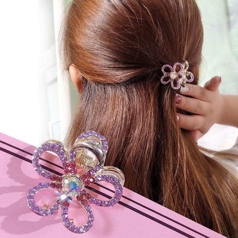 Grab clip Korean women's medium-sized plate hair back head flower hairpin adult headdress diamond-studded hairpin ball half hairpin