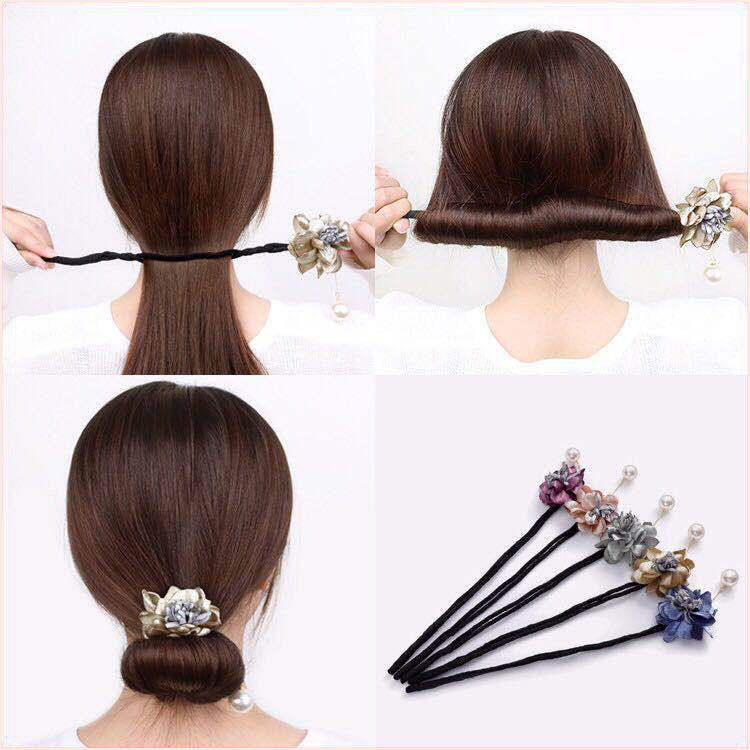 (1-3 sets) Korean version of the ball head hair device with flower lazy flower bud head fluffy plate hair accessories adult