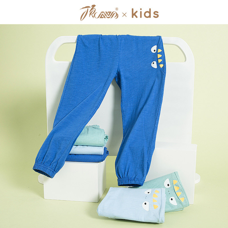 Boy anti-mosquito pants slim summer children pure cotton light cage pants baby casual wide pants CUHK Scout pants