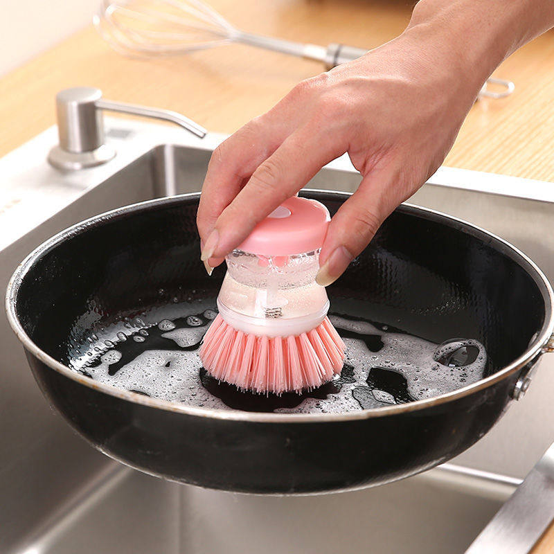 Add detergent pan brush brush brush pan artifact non-stick oil kitchen press wash brush automatic liquid sponge dish brush