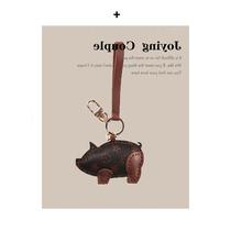 LVGEDETE handmade French car key chain pendant piglet animal key chain old flower bag pendant