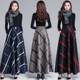 Winter plus size women's plaid high-waisted woolen skirt autumn and winter large swing A-line long skirt thickened mid-length umbrella skirt