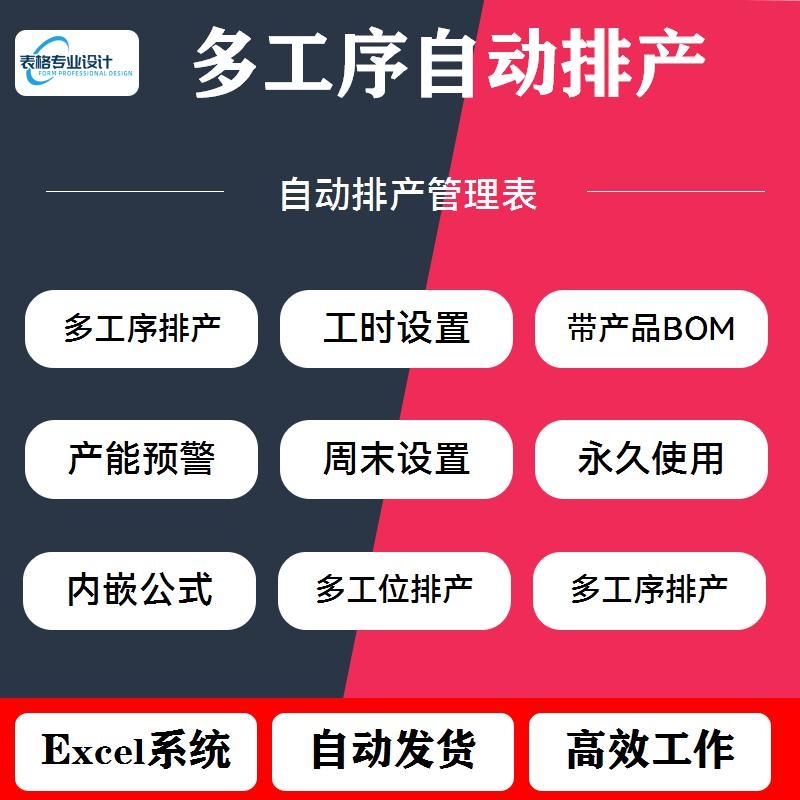 Excel Table Production Planning Multi-Process Factory Scheduling Workshop with Bom Order Automatic Scheduling Software System