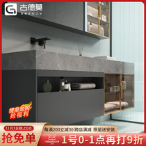(Designer custom) modern simple rock board wash table bathroom mirror cabinet light luxury hand wash basin cabinet combination