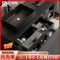 (Customized by designer) Taiwan washing hands and washing bathroom cabinet combination rock board solid wood