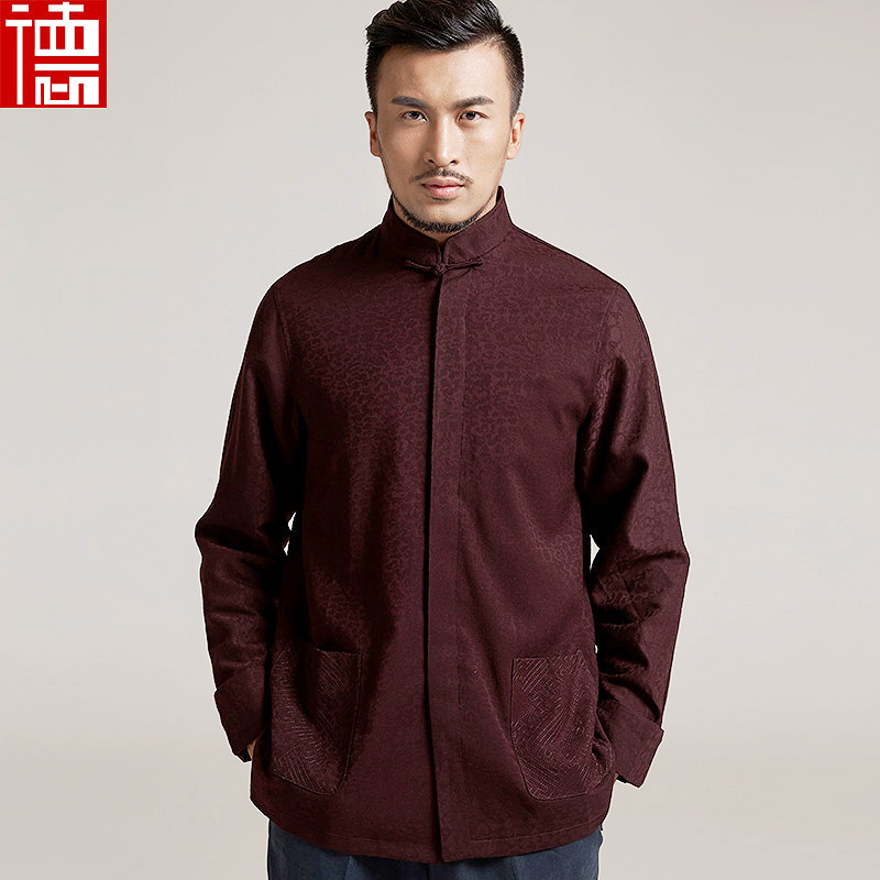 Yuhui loose-fitting Trung Quốc mùa thu / mùa đông Tang áo jacket Trung Quốc nút tối phiên bản lỏng mỏng bông len nam đơn giản