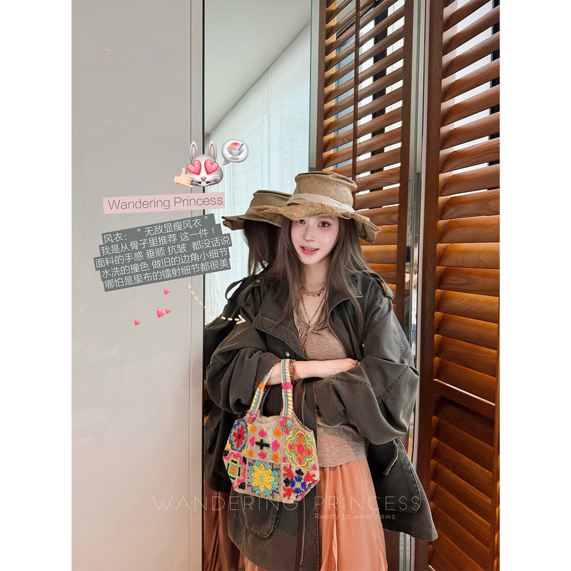 Qian Meixi 43-Piece Tailored Anti-Wrinkle Vintage Short Trench Coat Jacket New Slim-Fit Early Spring Exquisite Outerwear for Women