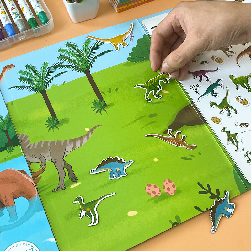 Baby stereo magnet sticker book repeatedly stickers children cartoon 2-3-6 years old 4 children cartoon educational toys