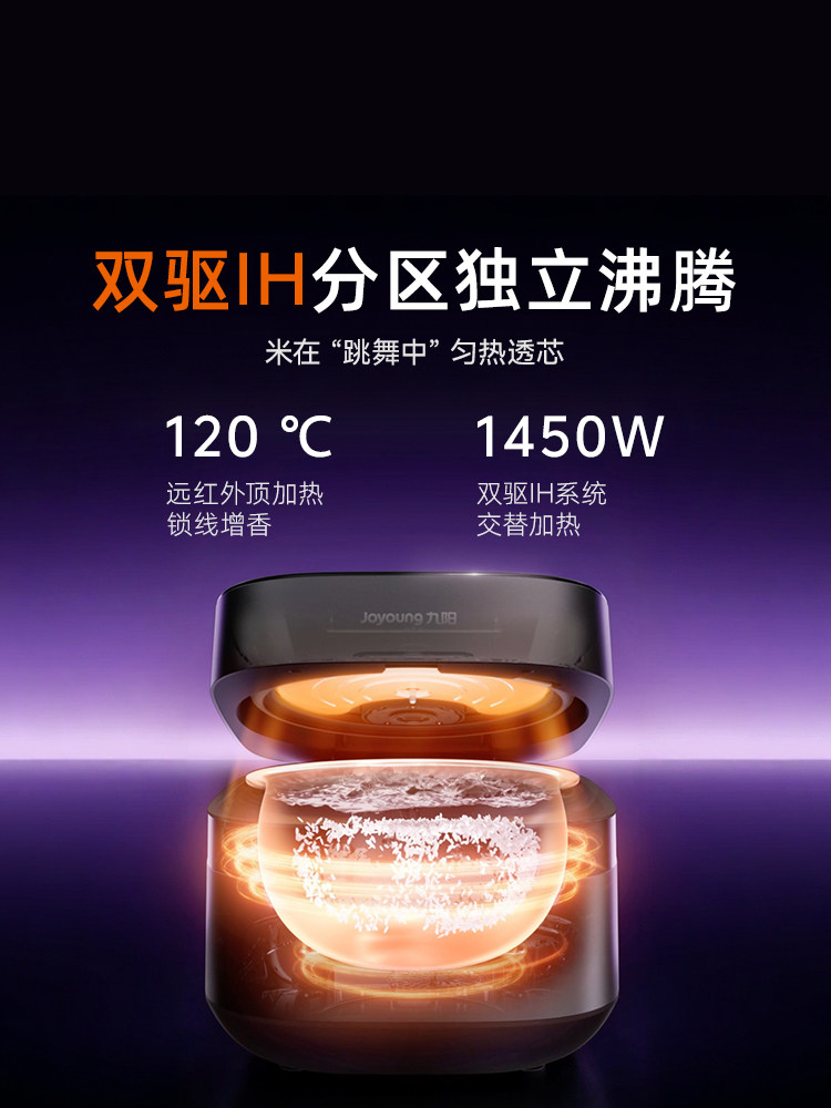 Joyoung Ih Dual-Drive Heating 0-Coating Titanium Far-Infrared 4-Liter Low-Sugar Multifunctional Smart Rice Cooker for Home Use