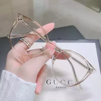 Ultra-light transparent brown plate eyeglass frame can be equipped with lenses small face small round frame high myopia eye frame female
