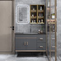 Rock Board Solid Wood Bath Cabinet Combination Home Light Lavish Intelligent Lighting Demisting Integrated Mirror Washbasin Cabinet Washstand
