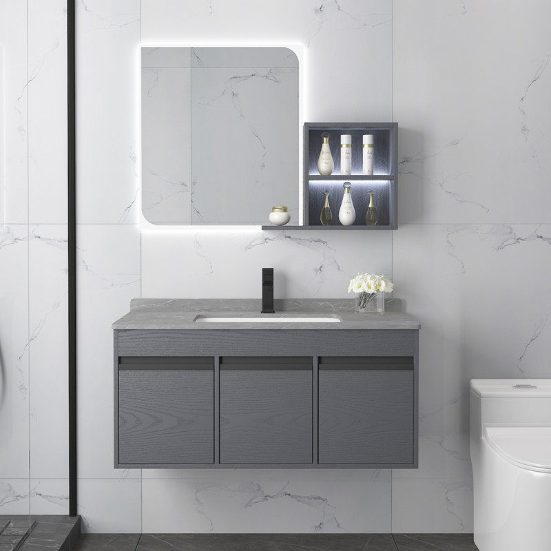 Bathroom Suit Solid Wood Rock Board Bath Cabinet Group Full House With Makeup Room Light Lavish Minima Smart Wash Basin Wash Table