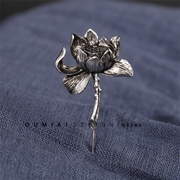 New Lotus trâm Tính cách Vintage Lotus Lời dài Needle Antique Drama Suit ngực hoa đơn giản Lotus Pin