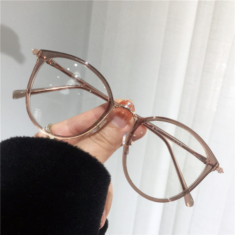 Vegan Myopia Glasses Female Han Version Tide Small Red Book Transparent frame Eye frame can be matched astigmatism with a large face to be thin