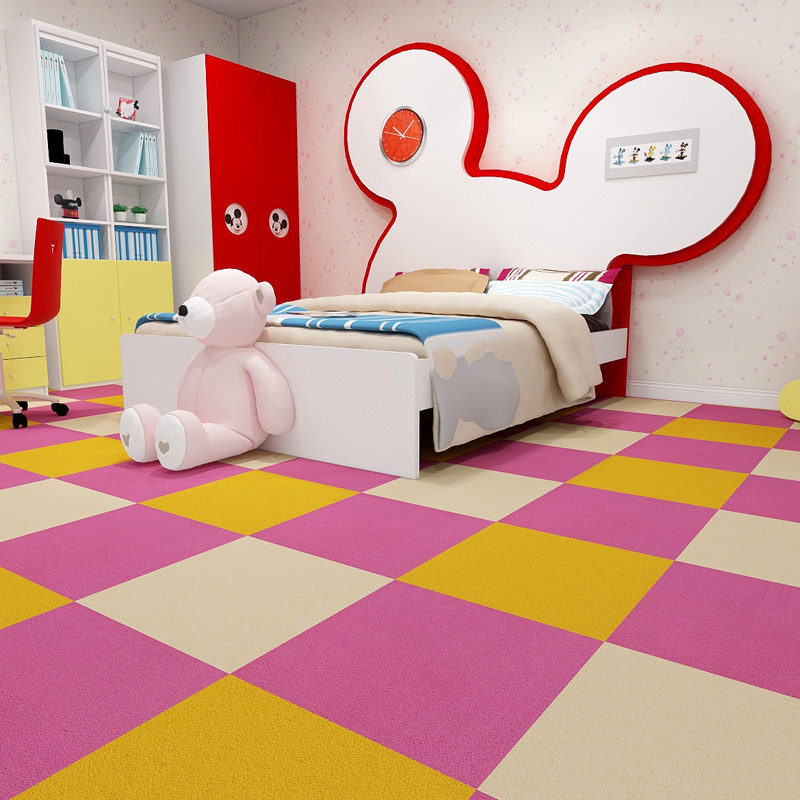 Color Home Office Engineering Full Laid Nylon Fireproof Flame Retardant Pure Color Carpet Block Splicing Children's Room Rug-Taobao