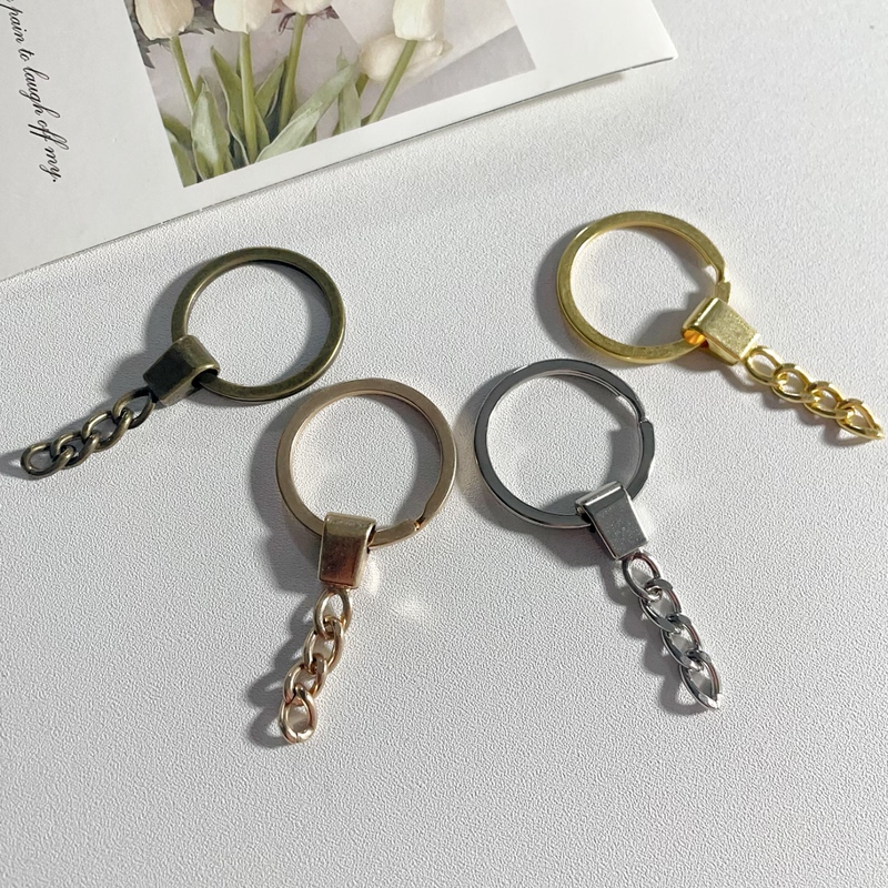 Metal 30mm Key Chain with Chain DIY Large Ring Pendant Alloy Head Chain Ring Keychain Accessories Jewelry
