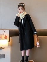 Girls woolen coat 2024 new style medium and large childrens spring double-sided cashmere coat childrens wear windbreaker long woolen coat