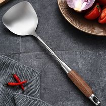 Stainless Steel Fancy Pear Wood Pan Shovel Fried Vegetable Iron Shovel Kitchen Cooking Spoon Shovel Cookware Suit Soup Leaking Spoon Germany 304