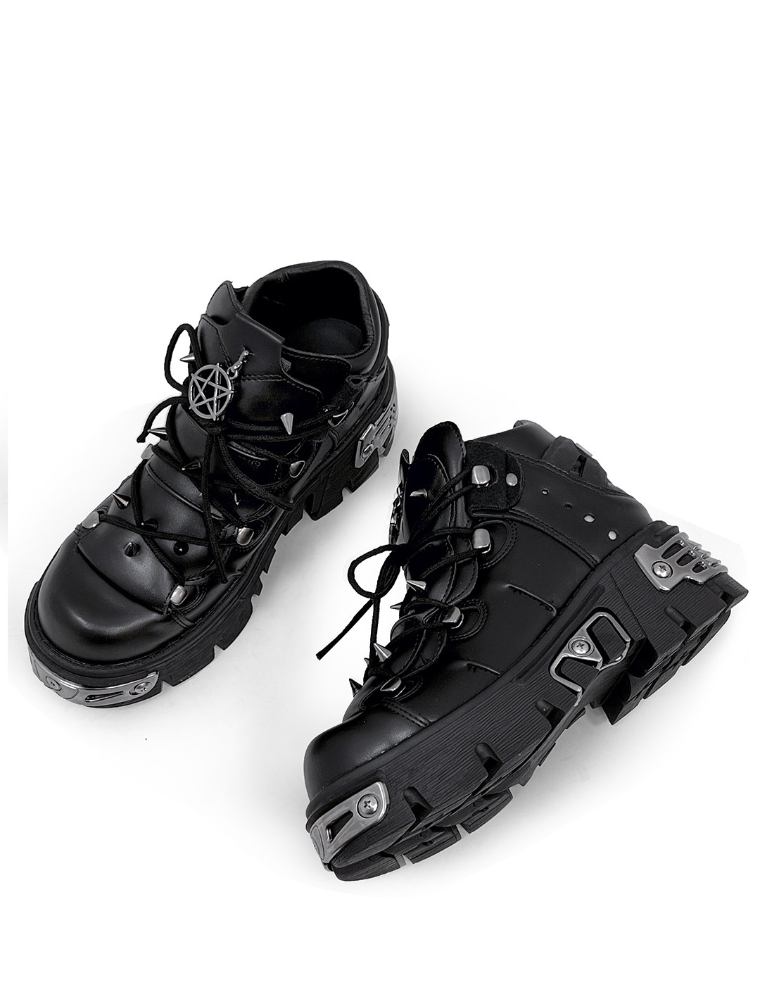 Mens Motorcycle Ankle Boots Retro Punk Metal Rock Sneakers Couple