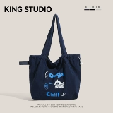 Шоппер, вместительная и большая сумка, с вышивкой, Южная Корея