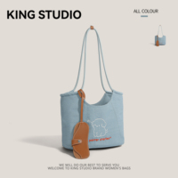 Denim canvas bag for women 2025 new fashion Korean tote bag versatile large capacity commuter portable shoulder bag