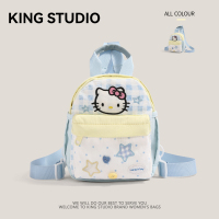 Cute KT Cat Blue and White Checkered School Bag 2026 New Student Commuting Mini Backpack Children’s Travel Small Backpack