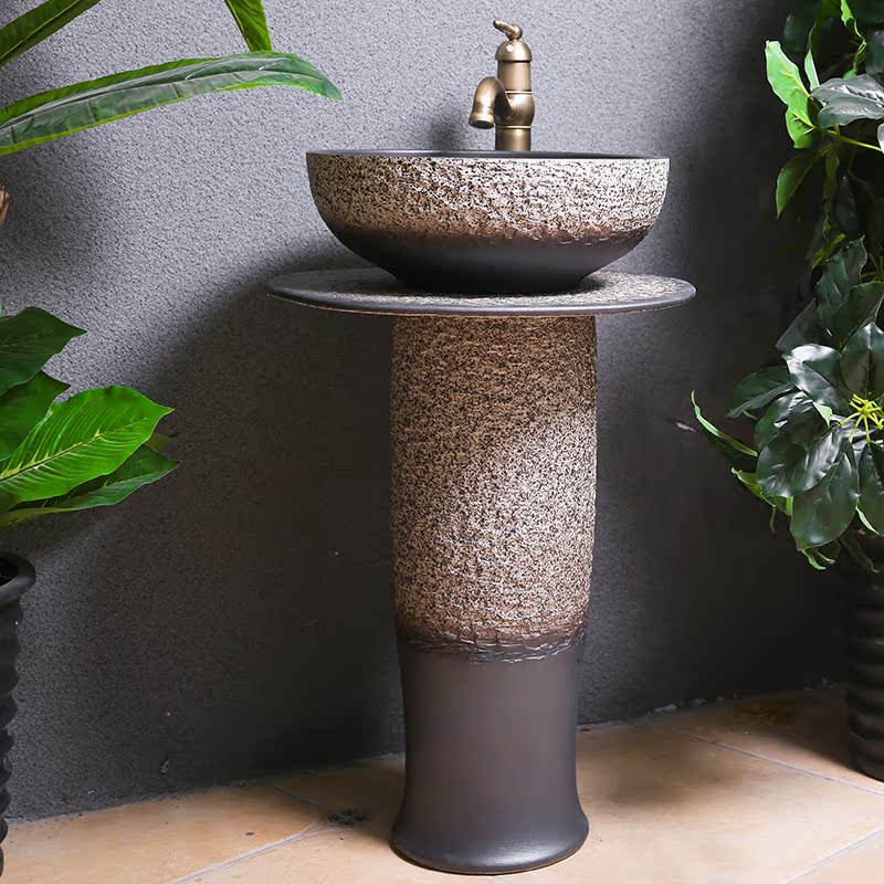 Balcony ceramic column basin integrated floor-to-ceiling washbasin powder room art garden outdoor washbasin courtyard