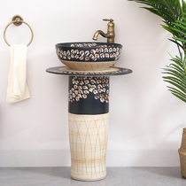 Ceramic column style garden washbasin pool retro washbasin integrated column basin upright table basin floor type courtyard