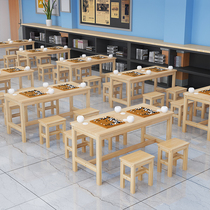 Simple solid wood Go Table manufacturer Direct sales Calligraphy Desk Pine Wood Lesson Table And Chairs Coaching Class Training Calligraphy And Painting Desk Chess
