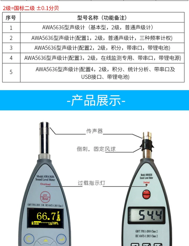 Máy đo mức âm thanh kỹ thuật số Aihua AWA5636-1 máy đo âm lượng decibel chuyên nghiệp máy dò kiểm tra tiếng ồn