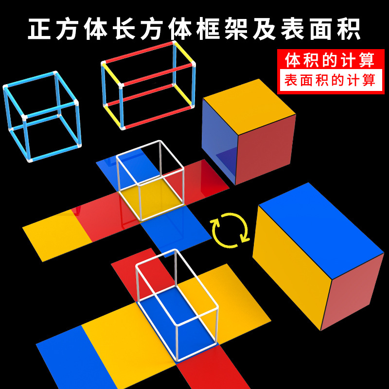 長方形と立方体のフレーム拡張モデル小学校数学幾何学モデル幾何学的形状の教材