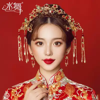 Water dance A3249 bride headdress new Chinese costume set tassel cheongsam step shake Phoenix crown Xiuhe accessories