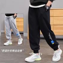 Boys sports pants spring and autumn childrens pants fashionable black casual pants childrens clothing trousers loose middle-aged childrens pants