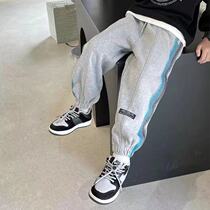 Boys sweatpants autumn and winter 2021 new childrens one-in-one lint childrens winter trousers boys plus velvet pants