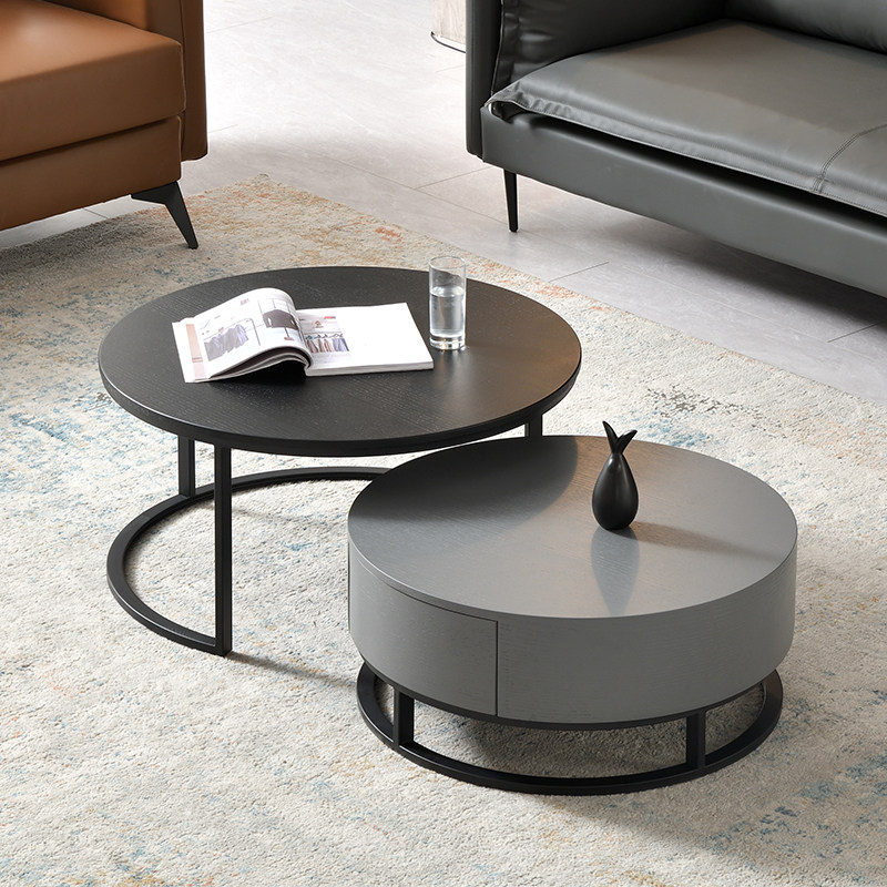 Modern minimalist fashion tea table light luxury large and small apartment living room creative storage personalized Nordic round tea table combination - Taobao