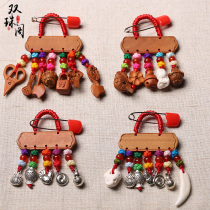 Pregnant women babies children babies evil spirits true black dog teeth peach wood peach core pendant pig bone pin brooch