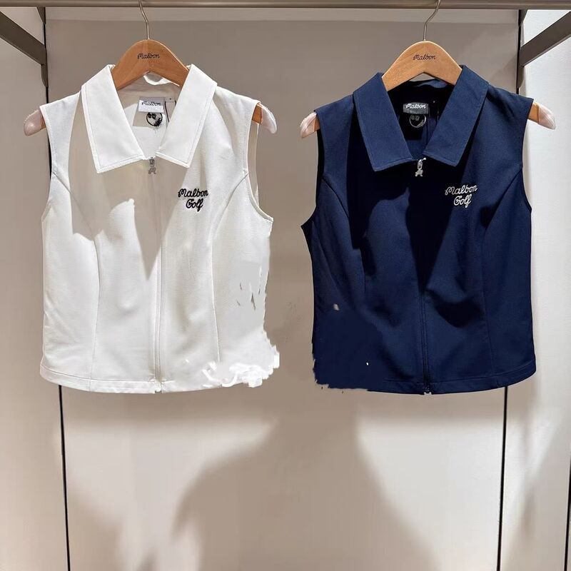 Women's Golf Clothing 25 Summer Style Zippered Lapel Sleeveless Vest Casual Top