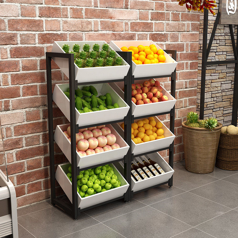 Shelf shelf Display Fruit store fruit rack Steel wooden rack Vegetable rack Creative