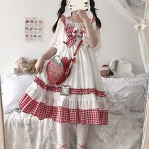 Lolita skirt Gerry idyllic Plaid fungus bow lace ruffled soft sister dress