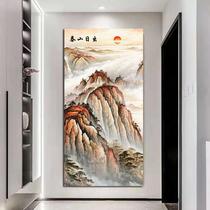 Tai Shan Sunrise Drawing by Mountain Tueshang Painting Vertical Painting Taishan Day Overseas Ink Painting without water leaning on the mountain Chart Five Yue Monozun Feng Shui