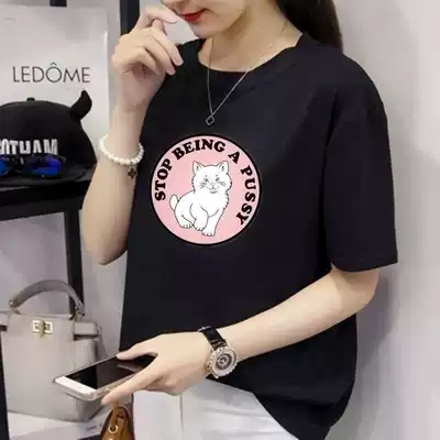 Hip-hop women half-sleeved T-shirt foreign school middle-aged Joker white T-shirt short-sleeved clothes retro teen solid color thin