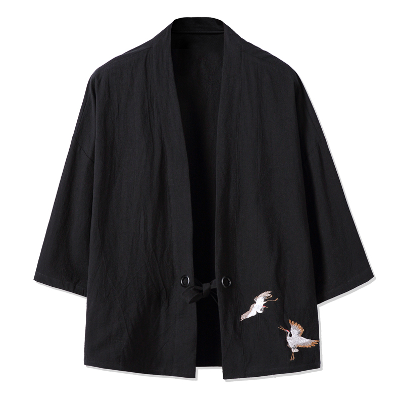 Chinese-Style Retro Improved Hanfu with Crane Embroidery Cardigan Kimono Robe Japanese-Style Ancient Tang Suit Jacket Trendy