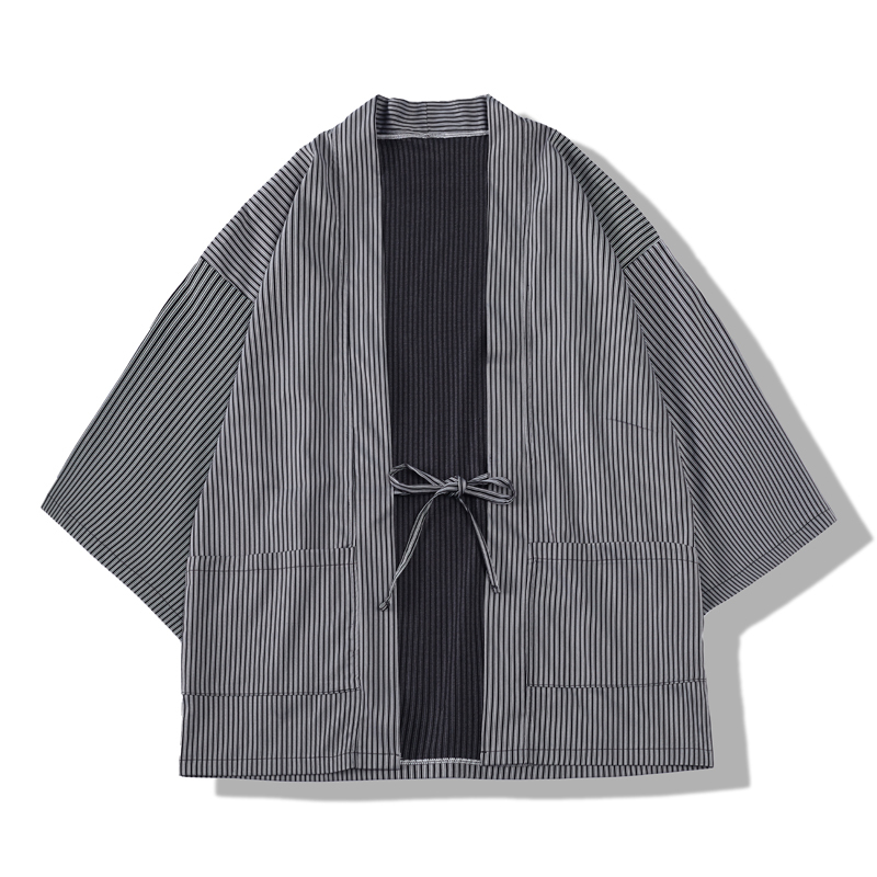 Japanese Hong Kong Style LAOSHU Versatile Striped Yukata Haori Kimono Robe Summer Trendy Brand Sun Protection Cardigan Thin Jacket