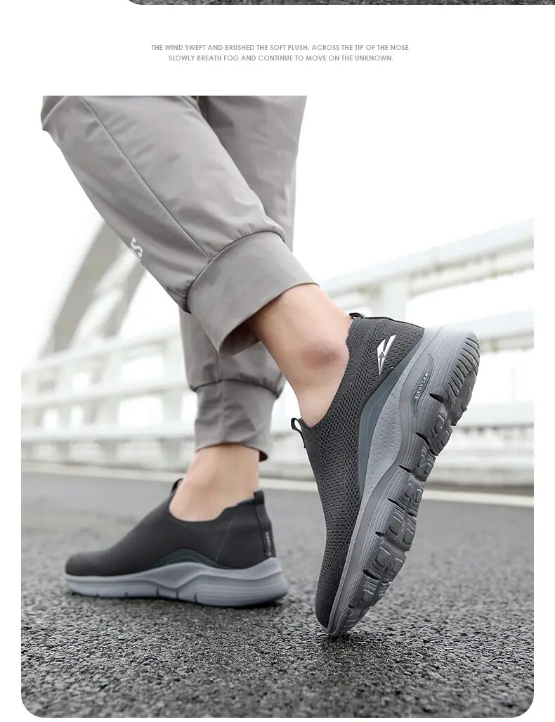 Энергичный обувь 外贸男鞋一脚蹬懒人鞋中老年春秋季网面鞋透气轻便舒适运动健步鞋 Other