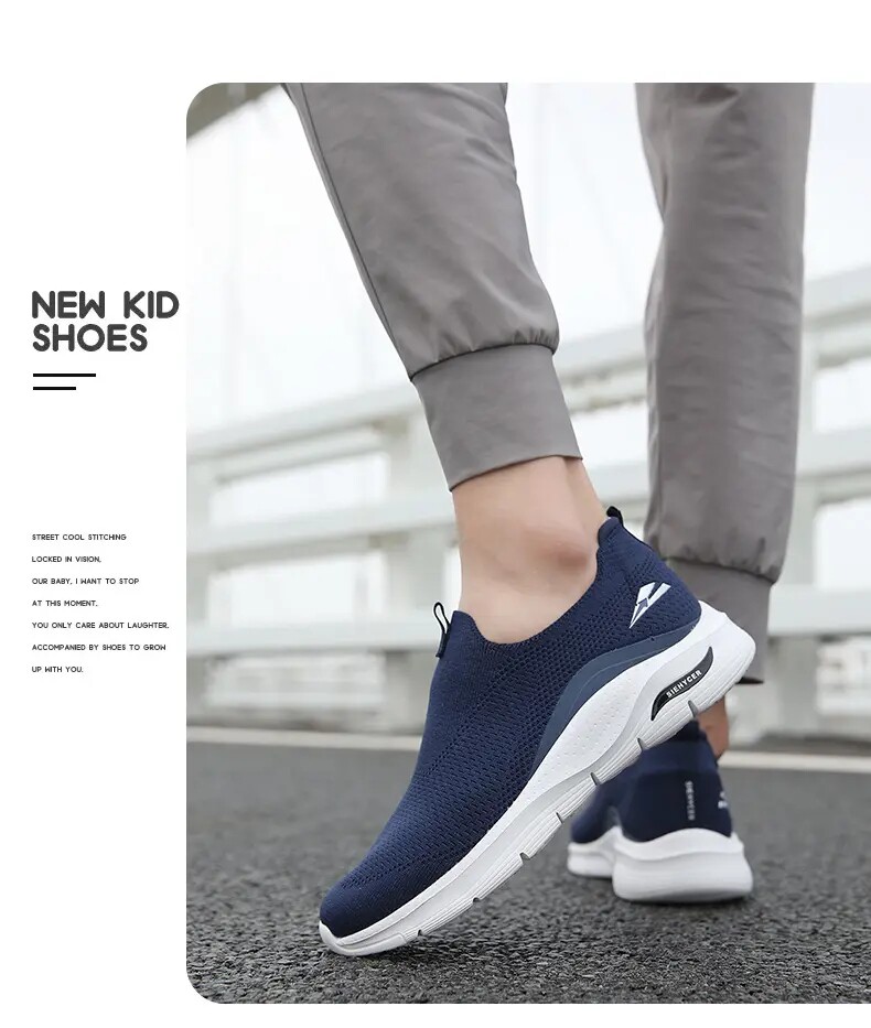 Энергичный обувь 外贸男鞋一脚蹬懒人鞋中老年春秋季网面鞋透气轻便舒适运动健步鞋 Other