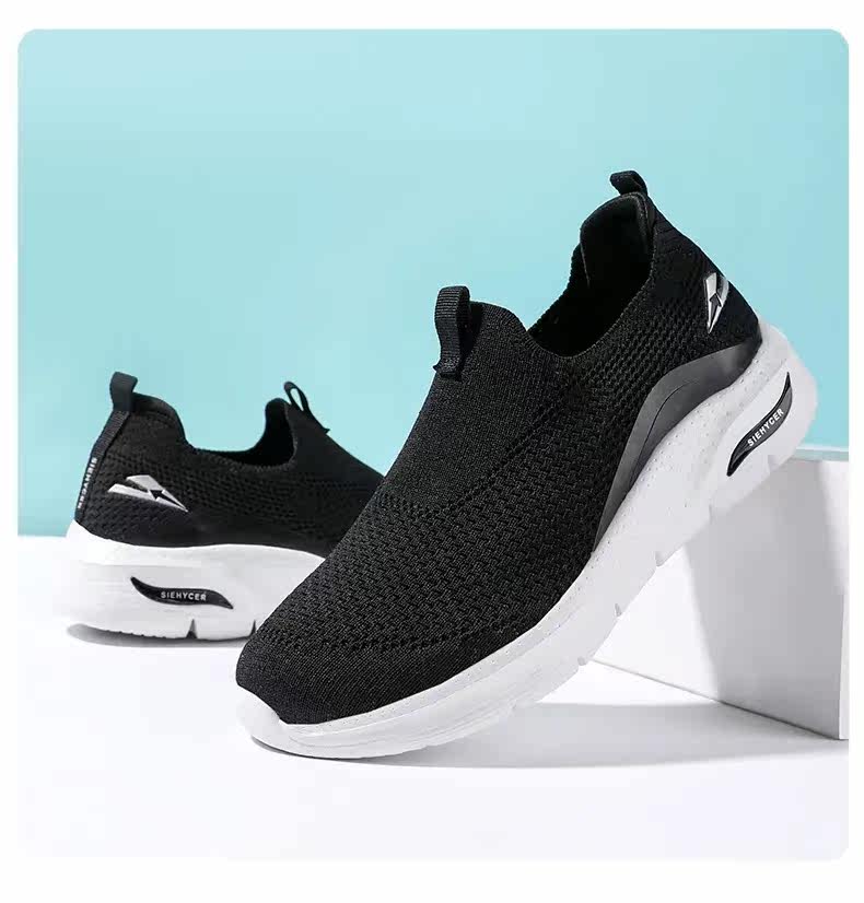 Энергичный обувь 外贸男鞋一脚蹬懒人鞋中老年春秋季网面鞋透气轻便舒适运动健步鞋 Other
