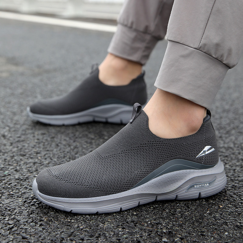 Энергичный обувь 外贸男鞋一脚蹬懒人鞋中老年春秋季网面鞋透气轻便舒适运动健步鞋 Other