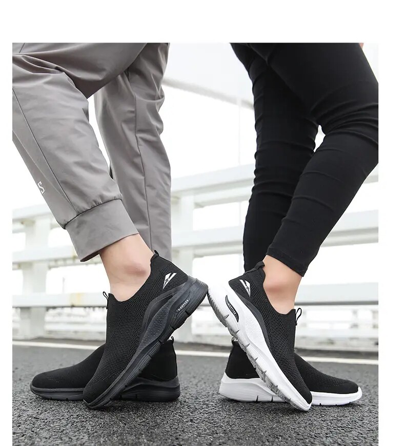 Энергичный обувь 外贸男鞋一脚蹬懒人鞋中老年春秋季网面鞋透气轻便舒适运动健步鞋 Other