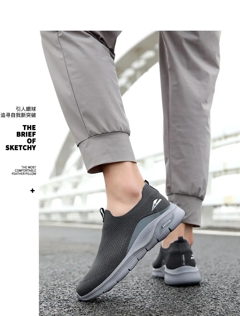 Энергичный обувь 外贸男鞋一脚蹬懒人鞋中老年春秋季网面鞋透气轻便舒适运动健步鞋 Other